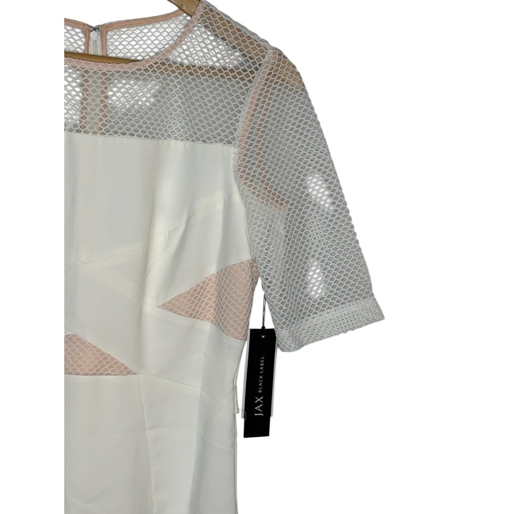 JAX BLACK LABEL Dress White Blush Mesh Illusion Sheath Midi Cocktail Size 6 NWT‎ - Picture 5 of 12